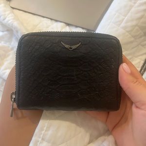 Zadig and voiltaire dark grey snakeskin wallet